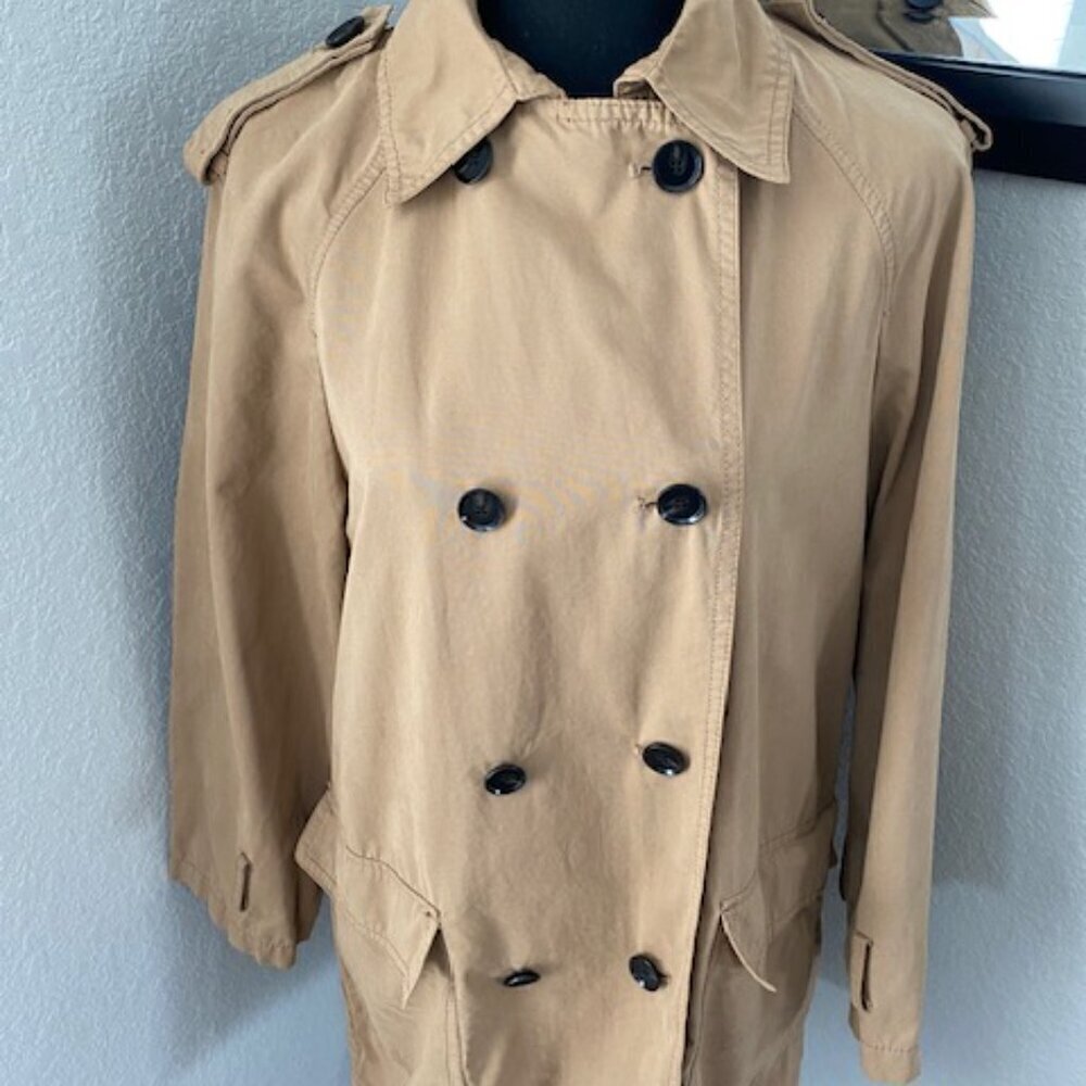 ZARA Khaki/Camel Tan Double Breasted Trench Raincoat Jacket XS - Picture 6 of 13